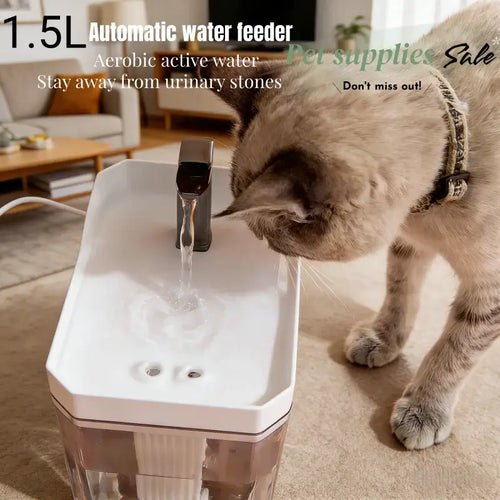 1.5L Automatic Cat Water Fountain | USB Powered, Ultra-Quiet, Smart Filtration for Cats & Small Dogs